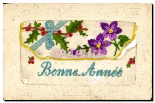 Ansichtskarte AK fantaisie Fleurs Carte brodee Bonne Annee