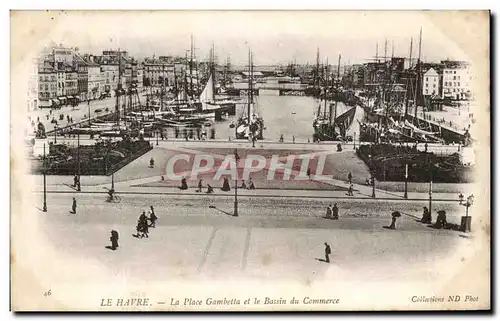 Cartes postales Le Havre La Place Gambetta Et Le Bassin Du Commerce Bateaux