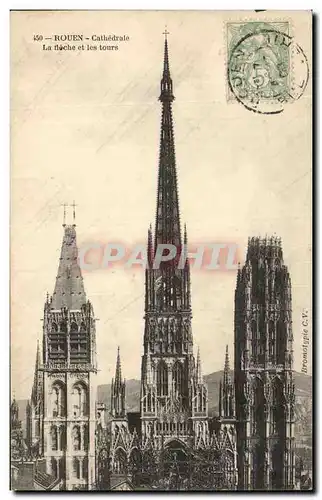Ansichtskarte AK Rouen Cathedrale la Fleche et les tours
