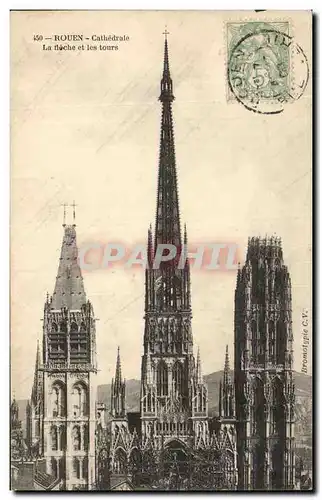 Cartes postales Rouen Cathedrale la Fleche et les tours