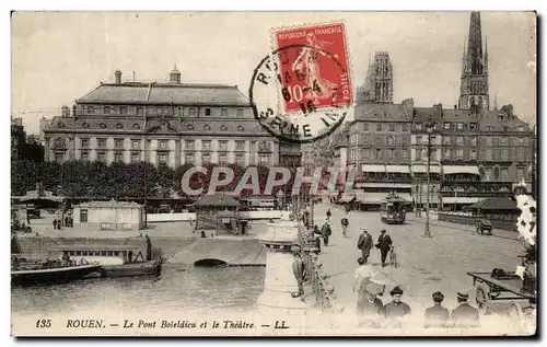 Cartes postales Rouen Le pont Boieldieu et le Theatre