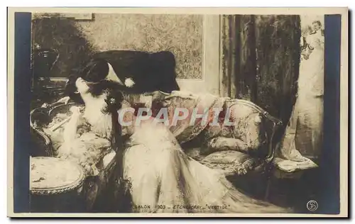 Cartes postales Fantaisie salon 1903 Etcheverry Vertige Femme