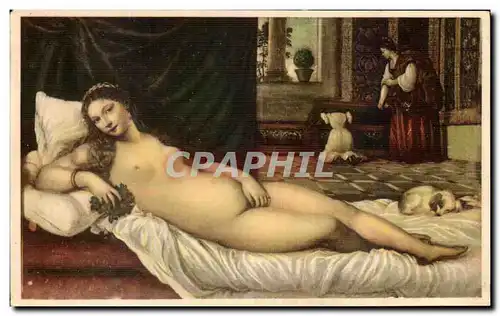 Cartes postales Fantaisie Femme Venere Detta Del Cagnolino Tiziano Firenze