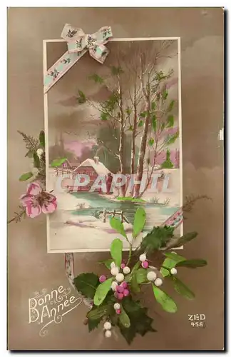 Cartes postales Fantaisie Fleurs Bonne annee