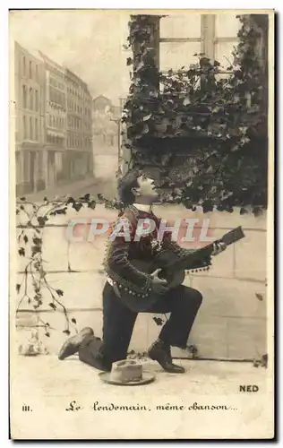 Cartes postales Fantaisie Homme Serenade Guitare