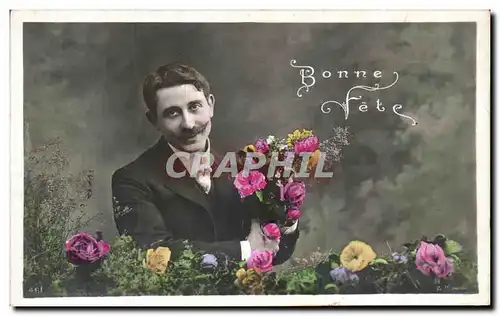 Cartes postales Fantaisie Homme Fleurs