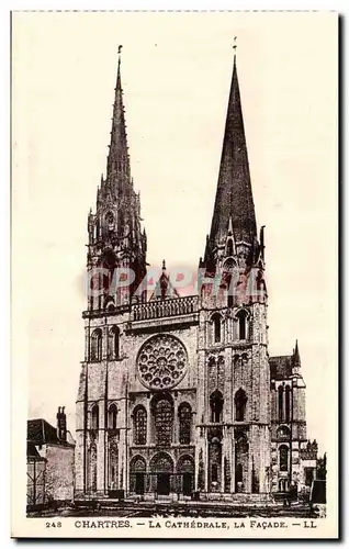 Cartes postales Chartres la Cathedrale la Facade