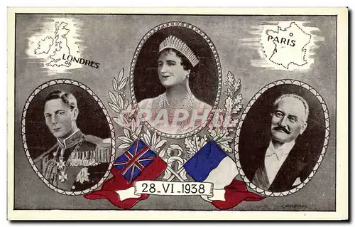 Cartes postales Londres Paris Entente cordiale 28 avril 1938