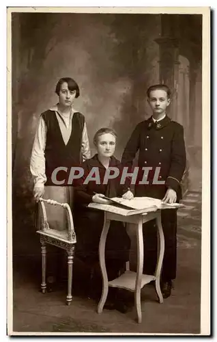 CARTE PHOTO Femme et enfants Marin