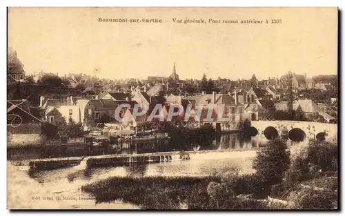 Ansichtskarte AK Beaumont sur Sarthe Vue generale Pont roman