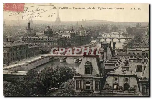 Cartes postales Paris Panorama pris de l&#39Eglise Saint Gervais Tour Eiffel