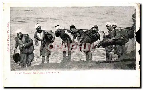 Ansichtskarte AK Groupe Des Sakas Au Bord du Nil Egypte