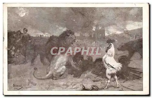 Cartes postales Lion et aigle Coq Militaria