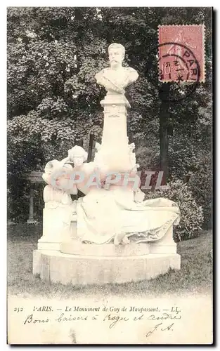 Cartes postales Paris Le Monument de Guy de Maupassant