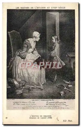 Cartes postales Fantaisie Maitres de l&#39estampe La gouvernante Chardin Lepicie