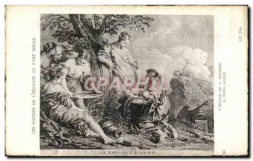 Cartes postales Maitres de l&#39estampe du 18Eme Boucher Scotin La naissance d&#39Adonis