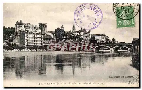 Cartes postales Pau Le Chatau et les Hotels vue prise de Jurancon