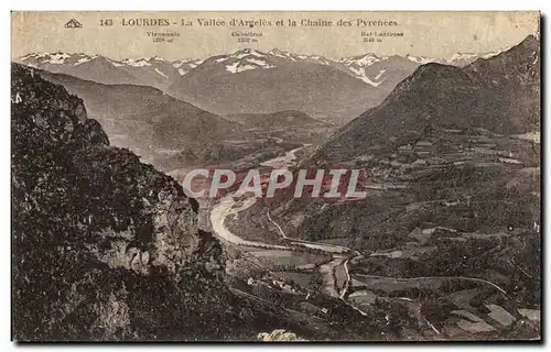 Cartes postales Lourdes La Vallee d&#39Argeles et la Chaine des Pyrenees