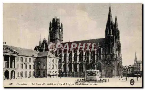 Cartes postales Rouen La Place de l&#39Hotel de Ville et l&#39Eglise Saint Ouen