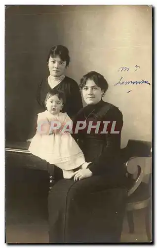 CARTE PHOTO Femme et enfants