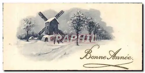 Cartes postales Bonne Annee Fantaisie Moulin