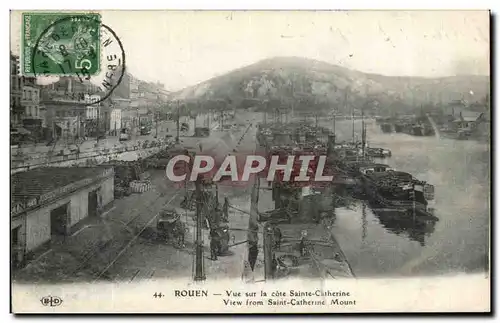 Cartes postales Rouen Vue sur la cote Sainte Catherine Bateaux