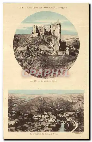 Cartes postales Les Beaux Sites D&#39Auvergne Les ruines du chateau Rocher Vallee de la Sioule a Menat