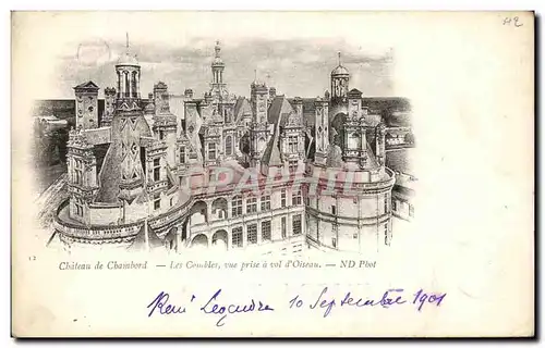 Cartes postales Chateau de Chambord Les Combles vue prise a vol d&#39Oiseau