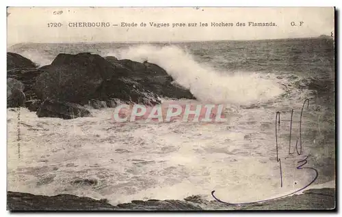 Cartes postales Cherbourg Etude de Vagues Prise sur les Rochers des Flamands