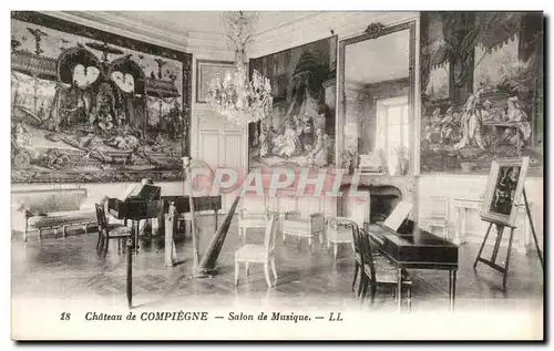 Cartes postales Chateau de Compiegne Salon de Musique Harpe Piano