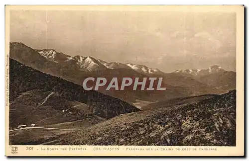 Cartes postales La Route Des Pyrenees Col D&#39Aspin Panorama aur la Chaine du cote de Bagneres