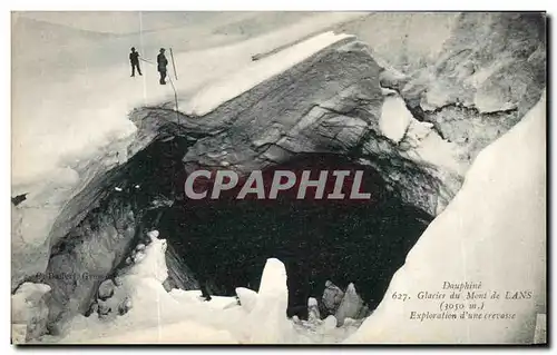 Ansichtskarte AK Dauphine Glacier du Mont de Lans Exploration d&#39une crevasse Alpinisme