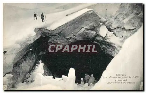 Cartes postales Dauphine Glacier du Mont de Lans Exploration d&#39une crevasse Alpinisme