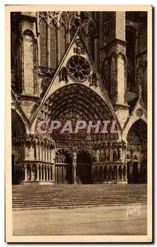 Ansichtskarte AK Bourges Le Cathedrale Porche Central