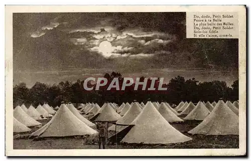 Cartes postales La Vie au Camp 10 heures du soir L&#39extinction des feux Militaria