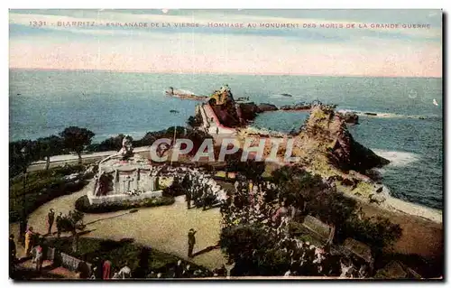 Cartes postales Biarritz Esplanade De La Vierge Hommage Au Monument De la grande guerre Militaria