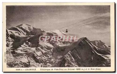 Cartes postales Chamonix Teleferique De Plan Praz Au Brevent Et Le Mont Blanc