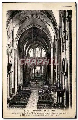 Cartes postales Sens Interieur De la Cathedrale Nef Principale