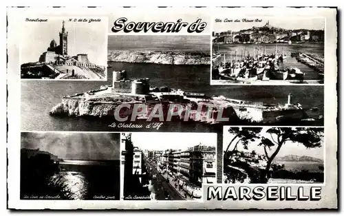 Cartes postales Souvenir De Marseille Chateau d&#39If Nd de la garde Vieux port