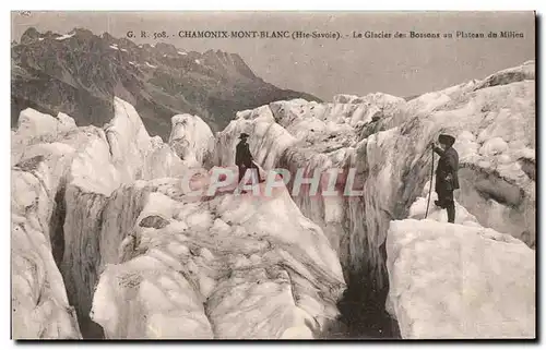 Ansichtskarte AK Chamonix Mont Blanc Le Glacier des Bossonr au Plateau du Millieu Alpinisme