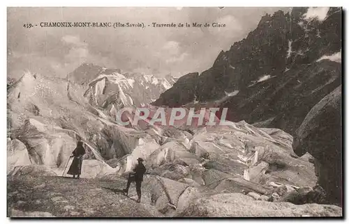 Ansichtskarte AK Chamonix Mont Blanc Traversee de la Mer de Glace Alpinisme