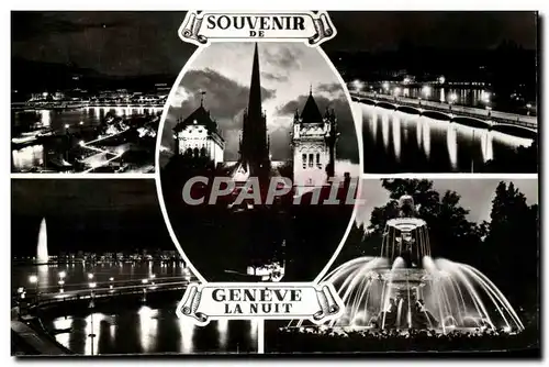 Cartes postales Geneve La Nuit