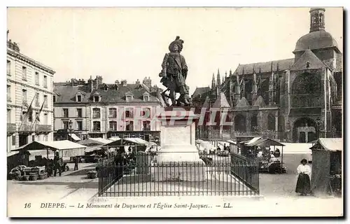 Cartes postales Dieppe Le Monument De Duquesne Et L&#39eglise Saint Jacques Marche