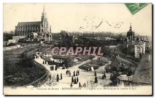 Ansichtskarte AK Environs De Rouen Bonsecours L&#39Eglise Et Le Monument De Jeanne D&#39Arc