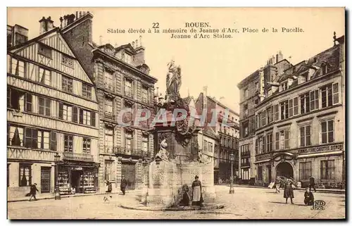 Ansichtskarte AK Roune Statue Elevee a La Memoire De Jeanne D&#39Arc Place De La Pucelle