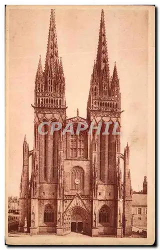 Ansichtskarte AK Quimper La Cathedrale Facade Occidentale