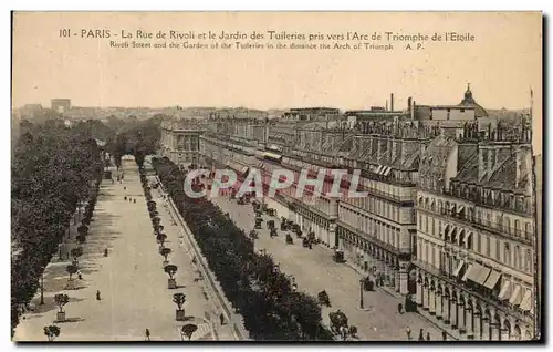 Ansichtskarte AK Paris La Rue De Rivoli Et Le Jardin Des Tuileries Pris Vers l&#39Are De