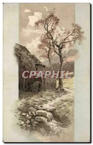 Cartes postales Fantaisie Paysage Moulin a eau