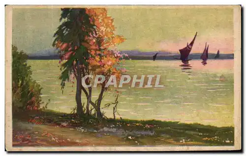 Cartes postales Fantaisie Paysage Bateaux