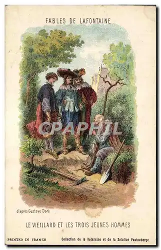 Ansichtskarte AK Fantaisie Fables de la Fontaine Le vieillard et les trois jeunes hommes